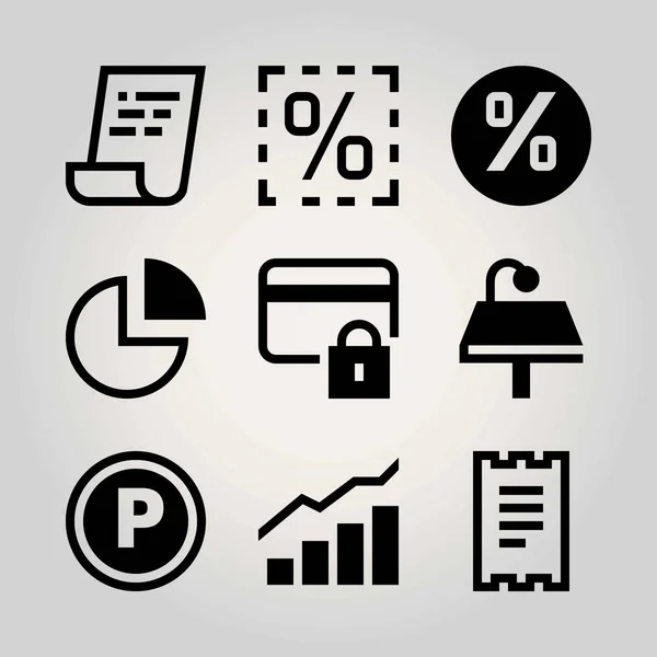 Teknoloji vektör Icon set. analytics, Park ve pasta grafik kontrol edin — Stok Vektör