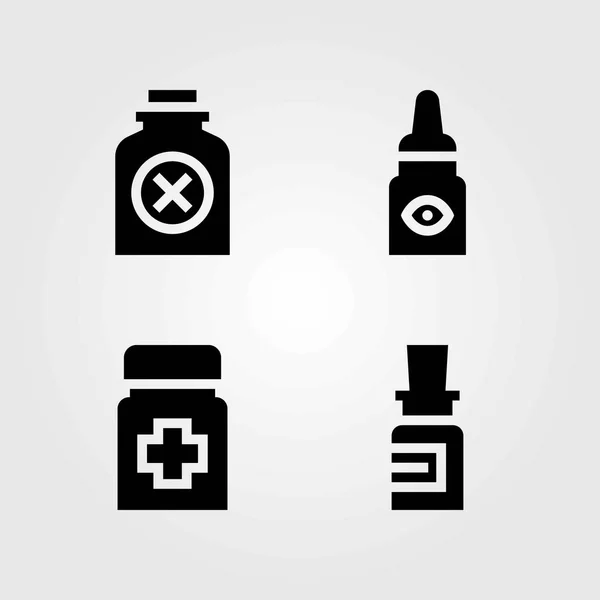 Conjunto de iconos vectoriales médicos. medicina, veneno y frasco — Vector de stock