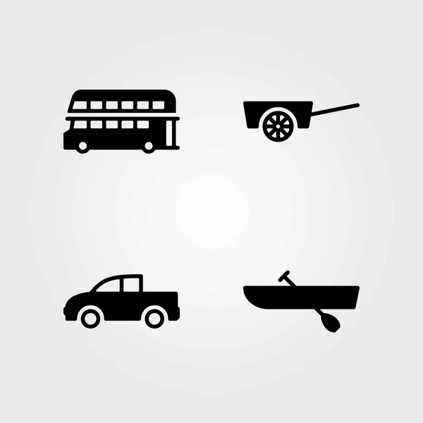 Transportvektorsymbole gesetzt. Rudern, Pickup und Pickup — Stockvektor