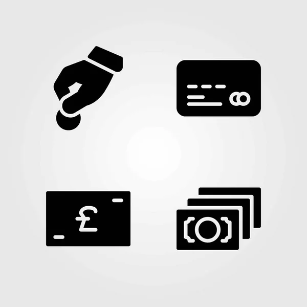 Money vector icons set. credit card, pound sterling and money — Stock Vector