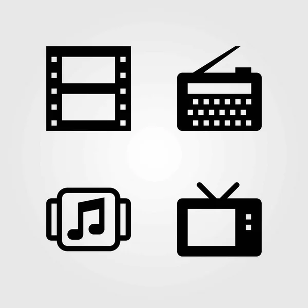 Technology vector icons set. tv, music player and television — Stock Vector