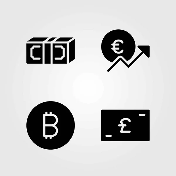 İşareti Icons set vektör. Sterlini, para ve euro — Stok Vektör