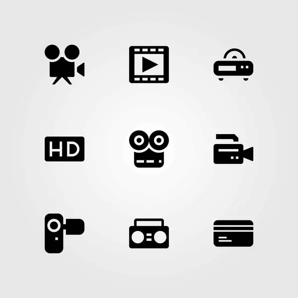 Conjunto de ícones vetoriais de tecnologia. câmera, hd e cartão de crédito —  Vetores de Stock