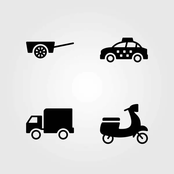 Taşıma vektör simgeler kümesi. taksi, kamyon ve araba — Stok Vektör