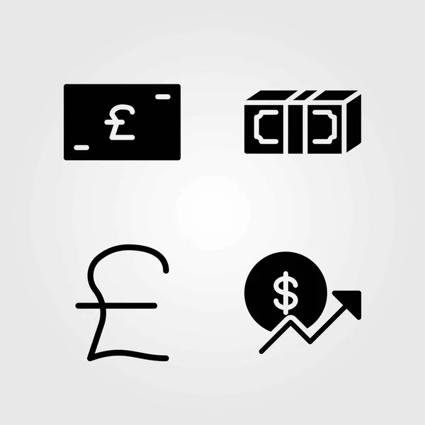Sign vector icons set. dollar, coin and pound sterling — Stock Vector