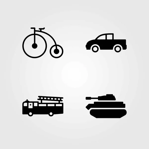 Vector iconen transportset. tank en pick-up pick-up truck — Stockvector