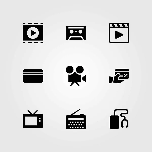 Conjunto de ícones vetoriais de tecnologia. tv, rádio e televisão — Vetor de Stock