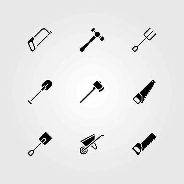 Набір іконок саду. молоток, виделка і лопатка — стоковий вектор