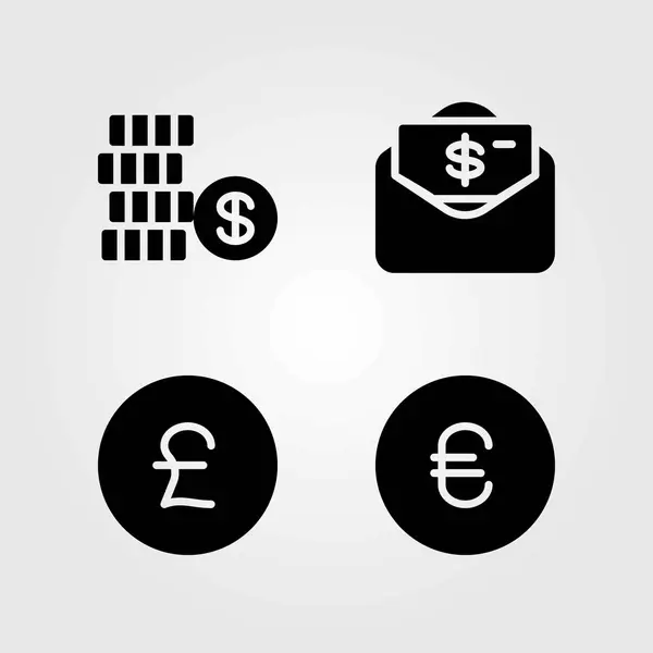 Signer les icônes vectorielles définies. dollar, argent et livre sterling — Image vectorielle