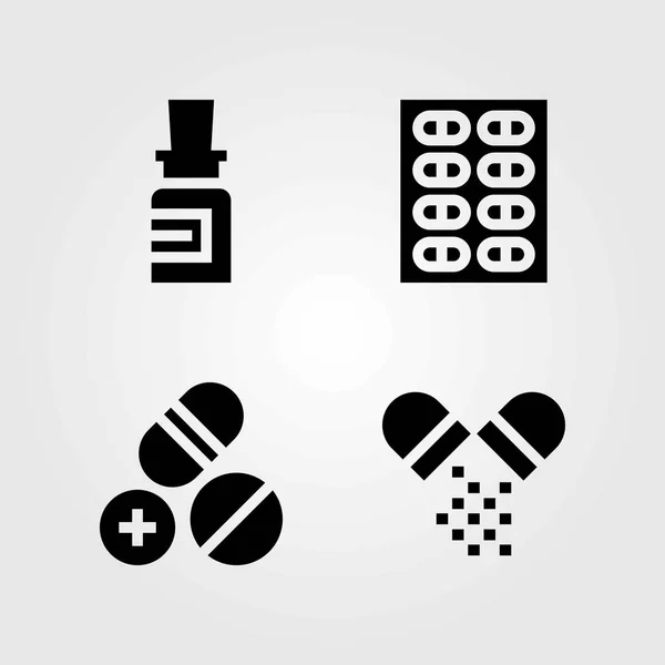 Ensemble d'icônes vectorielles médicales. pilules et médicaments — Image vectorielle