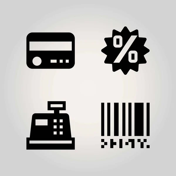 Technologia wektor zestaw ikon. druków gotówki, persentage, gotówką lub kartą kredytową — Wektor stockowy