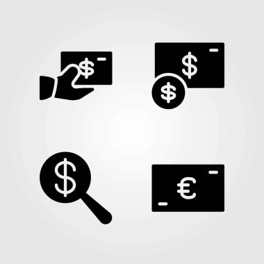 İşareti Icons set vektör. Euro ve dolar