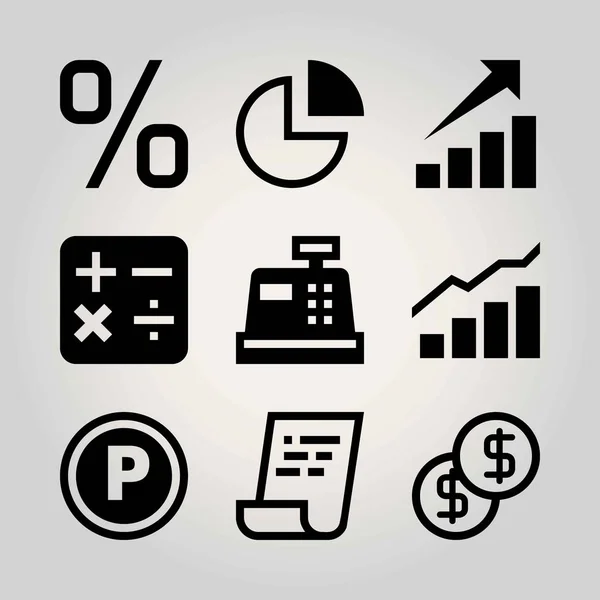 Teknoloji vektör Icon set. kar, analytics, hesap makinesi ve grafik — Stok Vektör