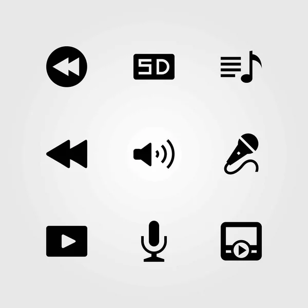 Conjunto de iconos vectoriales multimedia. lista de reproducción, reproductor de películas y reproductor de vídeo — Vector de stock