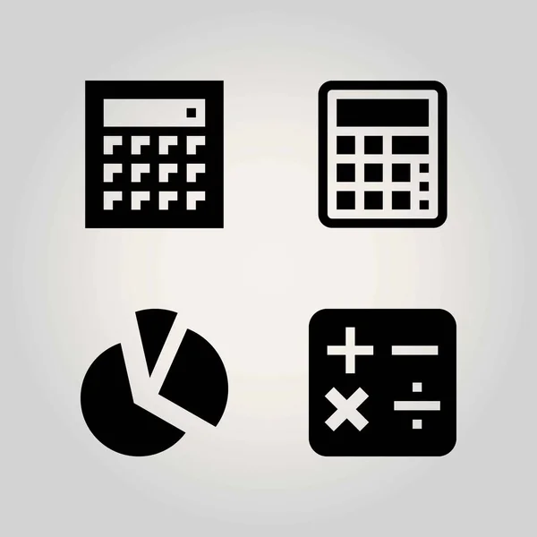 Technologie vector icon set. cirkeldiagram, rekenmachine en grafiek — Stockvector