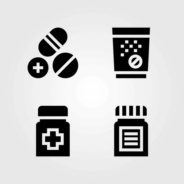 医学矢量图标设置。药物、片剂和药片 — 图库矢量图片