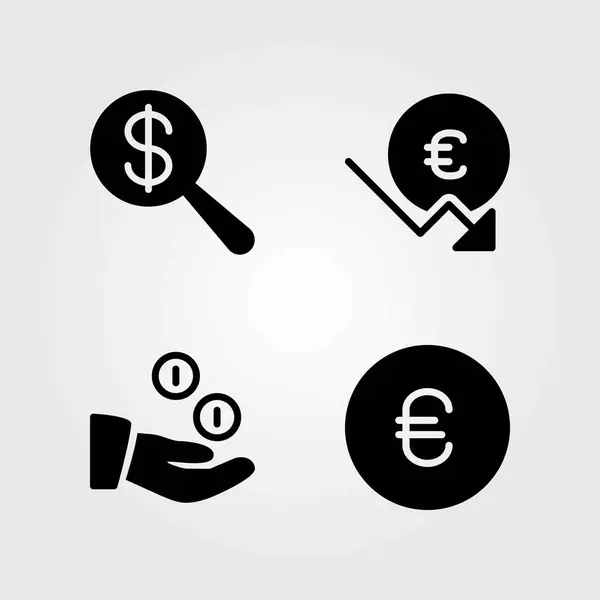 Set di icone vettoriali monetarie. dollaro, euro e monete — Vettoriale Stock