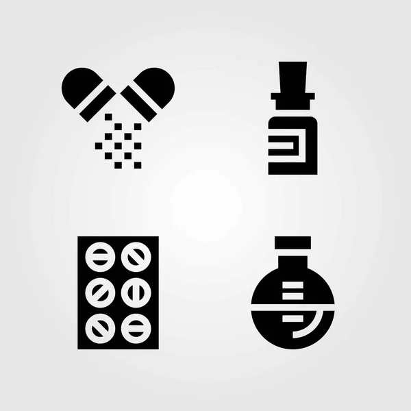 Набор медицинских векторных значков. таблетки, таблетки и лекарства — стоковый вектор