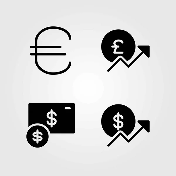 Conjunto de ícones vetoriais de sinais. dólar, moeda e libra esterlina — Vetor de Stock