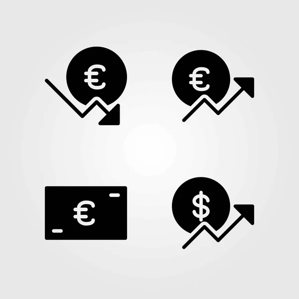 Sign vector icons set. coin and euro — Stock Vector