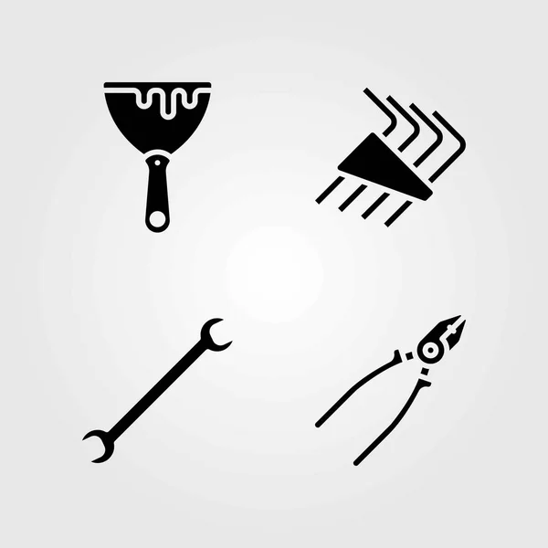 Werkzeuge Vektorsymbole gesetzt. Schaber, Schlüssel und Inbusschlüssel — Stockvektor