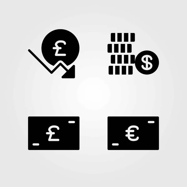 Teken vector icons set. pond sterling, de munt en de dollar — Stockvector