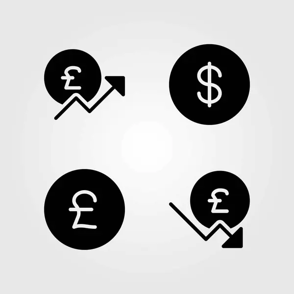 Знак набору векторних піктограм. монета долар, фунт стерлінгів і долар — стоковий вектор