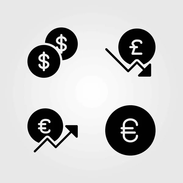 Conjunto de iconos vectoriales. moneda de dólar, libra esterlina y euro — Archivo Imágenes Vectoriales