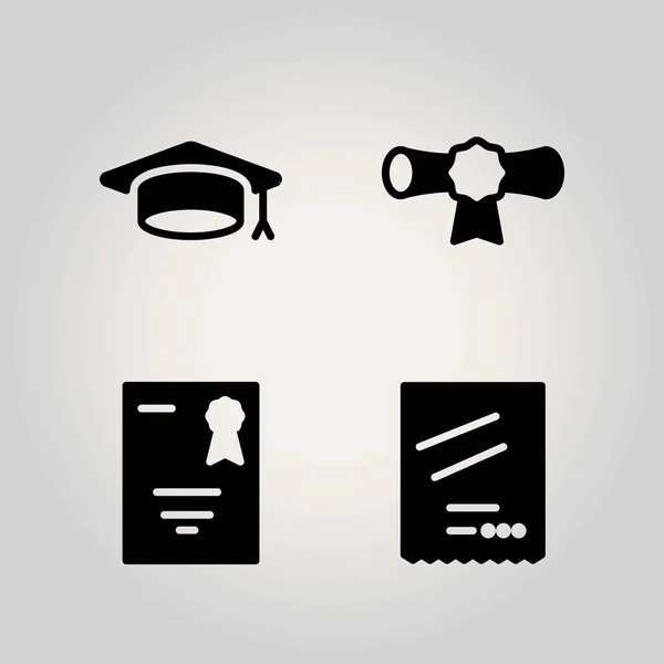 Wetenschap vector icon set. mortarboard, diploma en graad — Stockvector