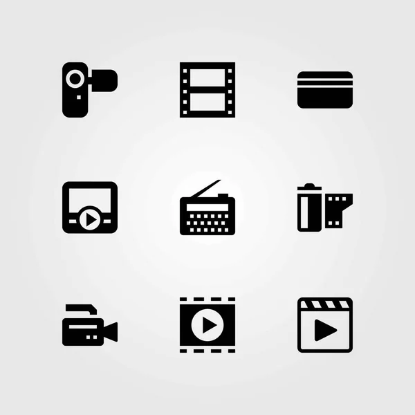 Ensemble d'icônes vectorielles technologiques. carte de crédit, radio et rouleau de film — Image vectorielle