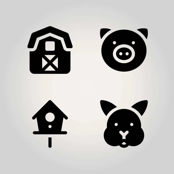 Set di icone vettoriali della fattoria. suini, pollai, fienili e conigli — Vettoriale Stock