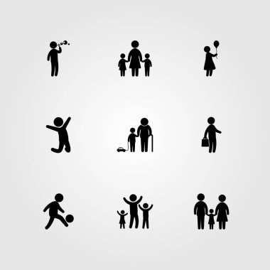 İnsanlar simge vektör ayarlayın. kadın, çocuk, bir adam ve baba