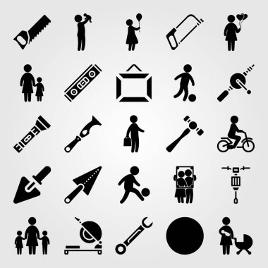 Araçlar simgesi vektör ayarlayın. evlat, top, futbol ve mala