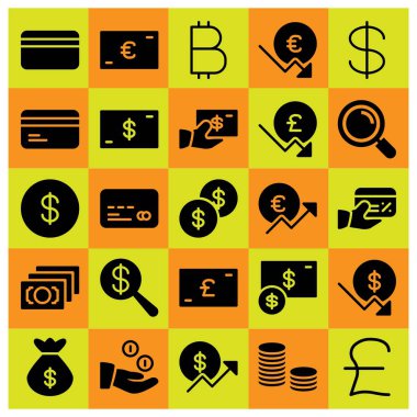 Para simge vektör ayarlayın. para, Polonya Zlotisi, sikke ve Doları para