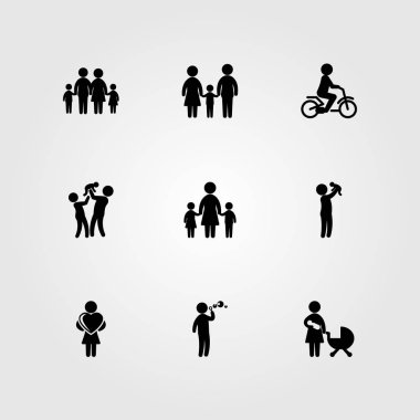 İnsanlar simge vektör ayarlayın. Anne, anne, oynayan çocuk ve bebek ile anne