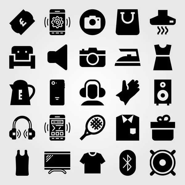 Alışveriş Vektör Icon Set Hediye Isıtıcısı Smartphone Eldiven — Stok Vektör