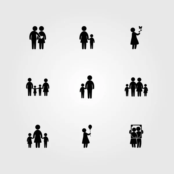 Humans Icon Set Vector Frame Mother Couple Mom — Stock Vector