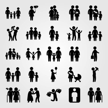 İnsanlar simge vektör ayarlayın. Anne bebek, Aile, kadın ve anne