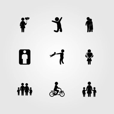 İnsanlar simge vektör ayarlayın. Baba, baba, kadın ve sarılma insanlar