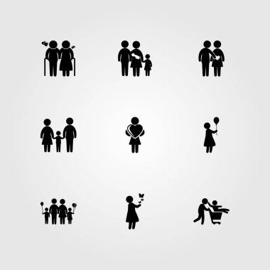 İnsanlar simge vektör ayarlayın. Aile, baba, baba ve anne