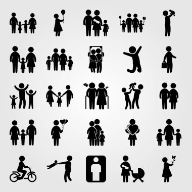 İnsanlar simge vektör ayarlayın. Kız, chield, Bebek kız ve kadın