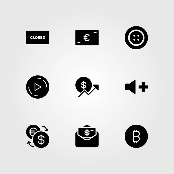 Düğmeleri Icon Set Vektör Oyun Düğme Oynat Düğmesini Para — Stok Vektör