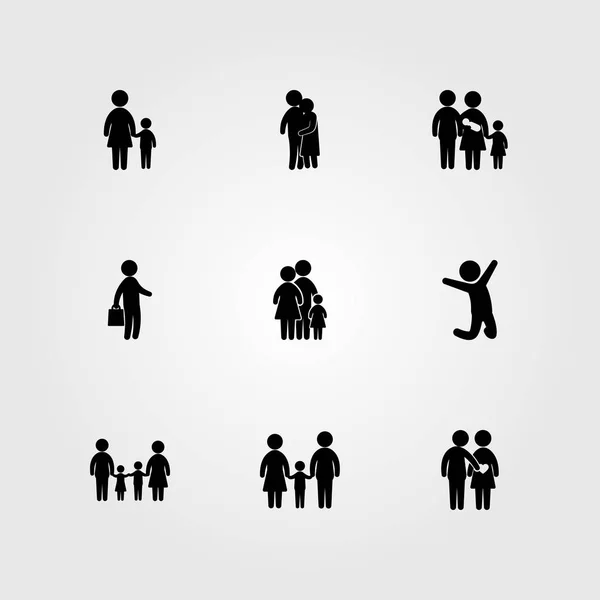 Вектор Набора Иконок Человека Business Man Father Mother Son People — стоковый вектор