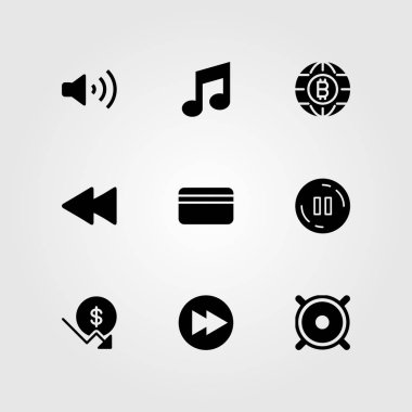Düğmeleri Icon set vektör. kredi kartı, hoparlör, ses ve Duraklat