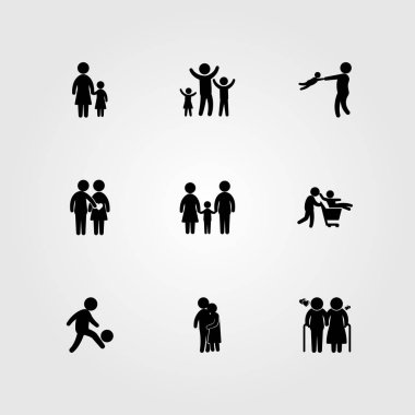 İnsanlar simge vektör ayarlayın. aşk, kaç, oğlu ve yaşlı