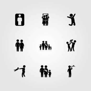 İnsanlar simge vektör ayarlayın. Baba, anne, adam ve anne