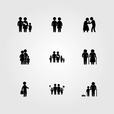 İnsanlar simge vektör ayarlayın. Çocuklar, yaşlılar, anne ve aile