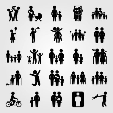 İnsanlar simge vektör ayarlayın. Anne, ballon kadınla, kadın ve çift