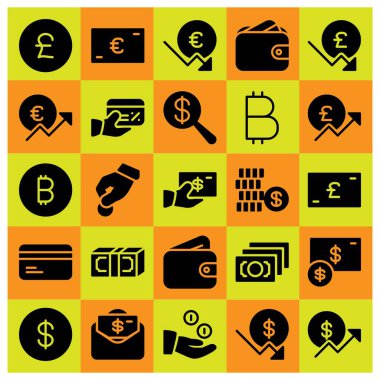 Para simge vektör ayarlayın. lira, para, euro ve bağış