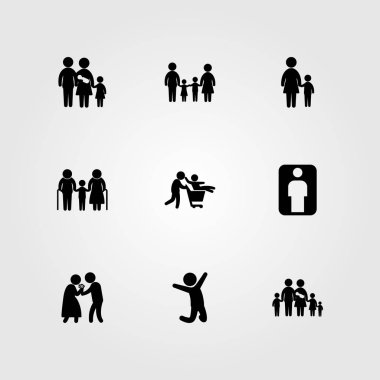 İnsanlar simge vektör ayarlayın. çocuk, dedem, büyük aile ve adam
